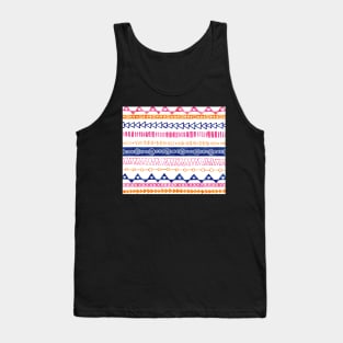 Peach Pink Orange Blue Turquoise Hand Drawn Watercolor Geometric pattern Tank Top